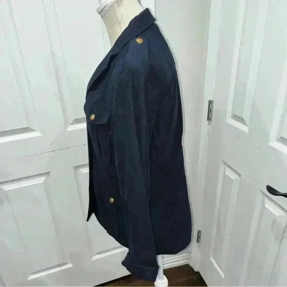 Lauren Ralph Lauren Navy Blue, fitted, gold button front jacket w pockets - Picture 3 of 14